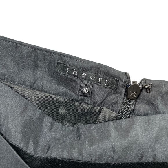 Theory 10 Black Velour Skirt Lined Cotton Blend Back Zipper Beautiful Tie Bow - Picture 2 of 4